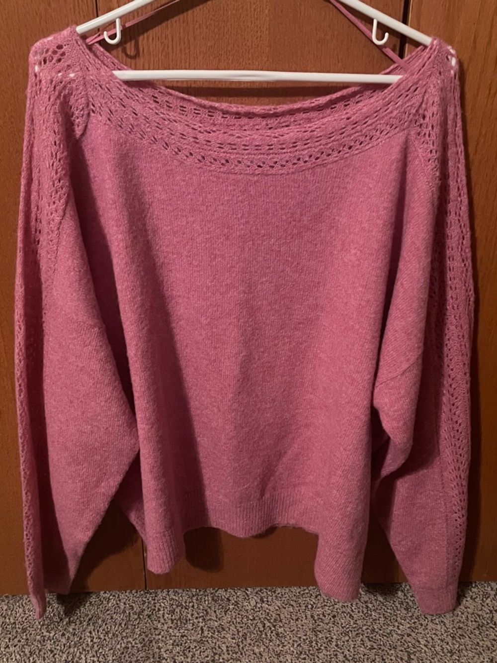 American Eagle Outfitters Dusty Rose Knit Scoop-Neck Sweater